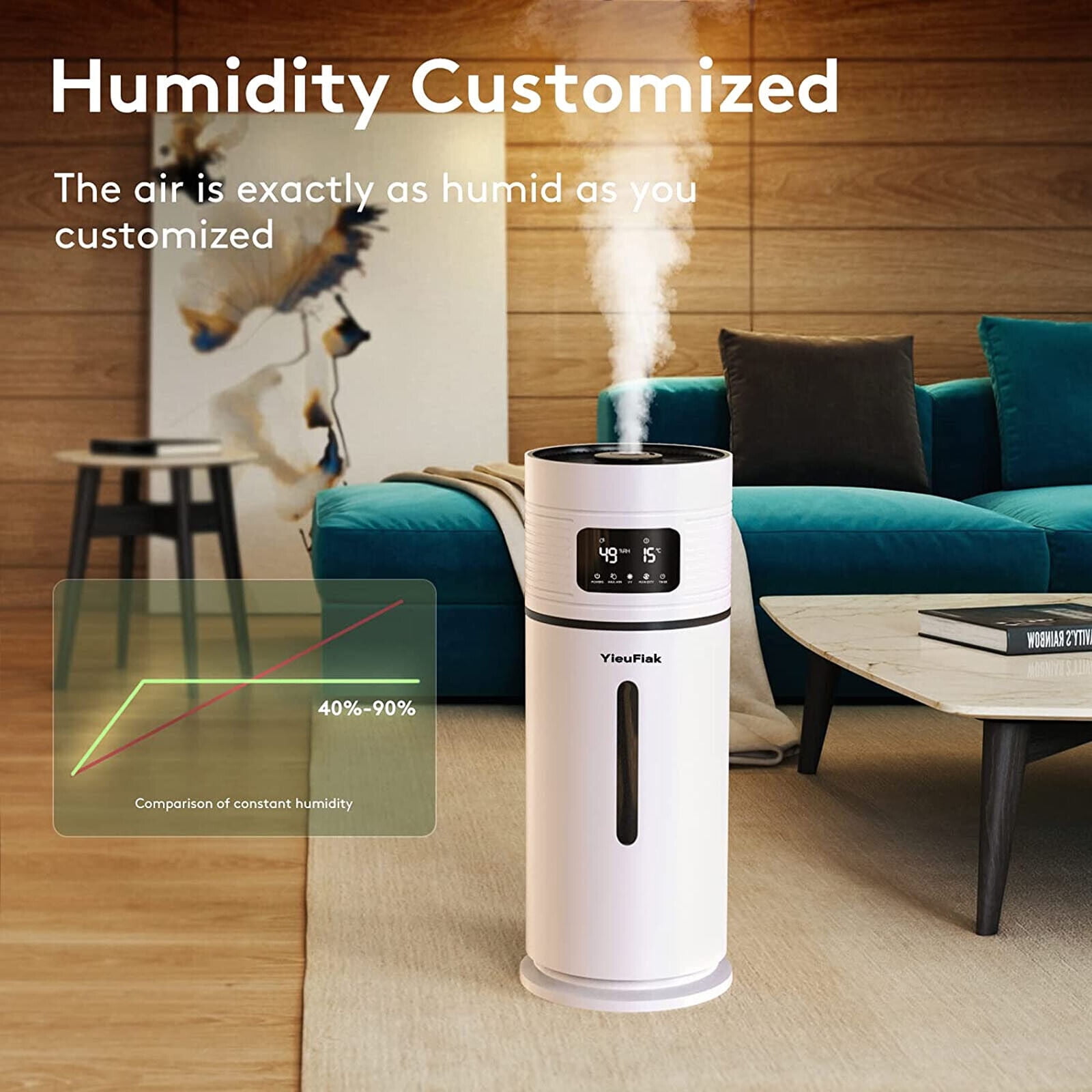 Top Fill Cool Mist Humidifier without Filters, Large Capacity 15L/4