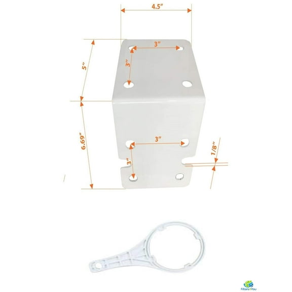 Whole House Mounting Bracket and Wrench for 10" and 20" 10"x5" or 20"x5" Water Filter Housing Compatible
