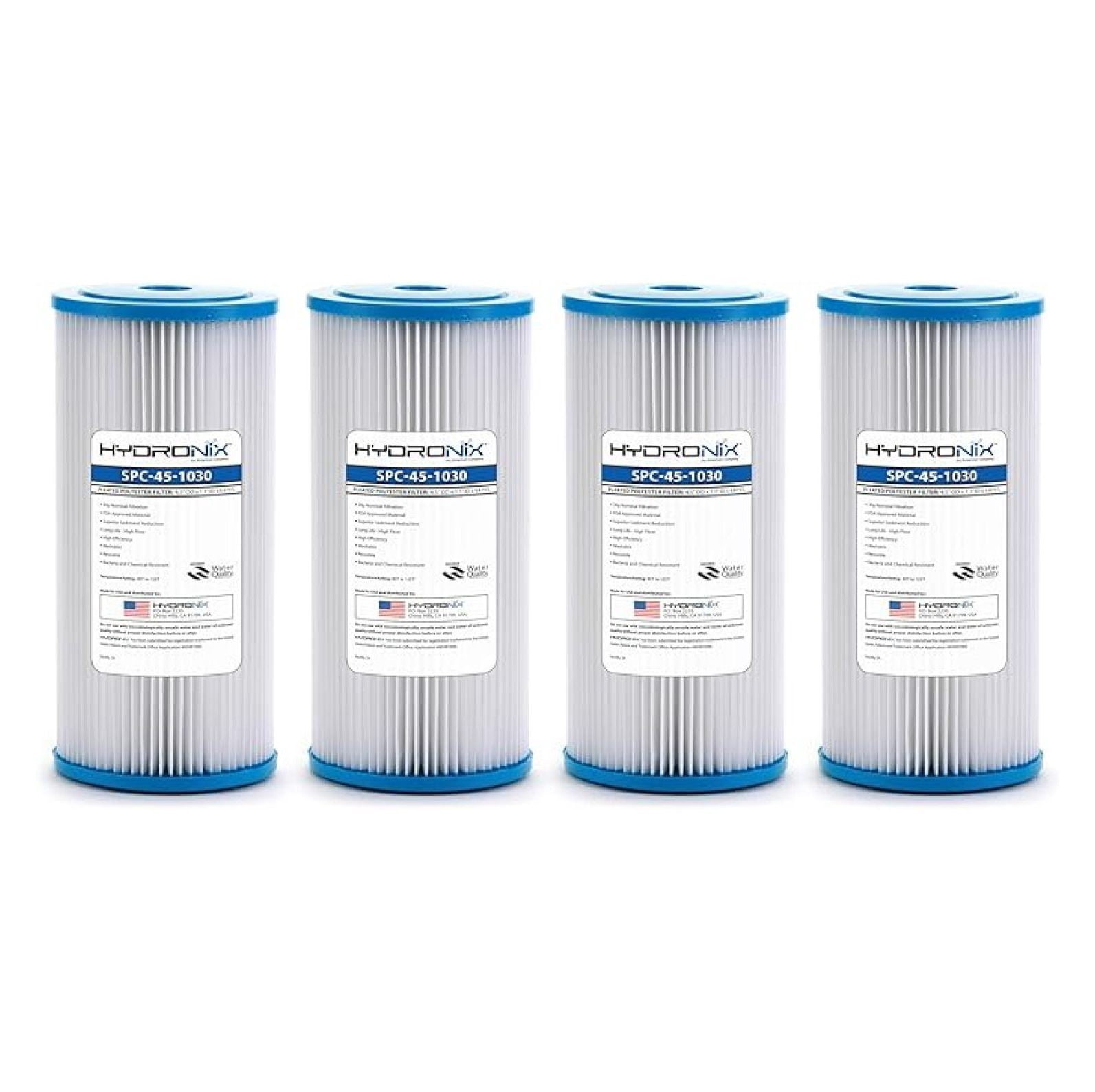 Whole House Sediment Pleated Water Filter XYX SPC-45-1030 Washable Reusable 4.5x10 4 Pack