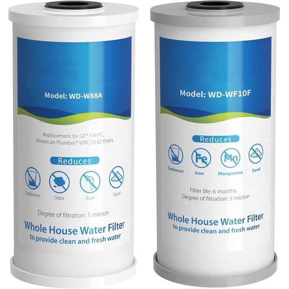 Whole House Water Filter, Carbon Filter, Reduce Iron & Manganese Filter Cartridge, Replacement for GE GXWH40L, FXHTC, Ispring, Culligan, Whirlpool, Any System