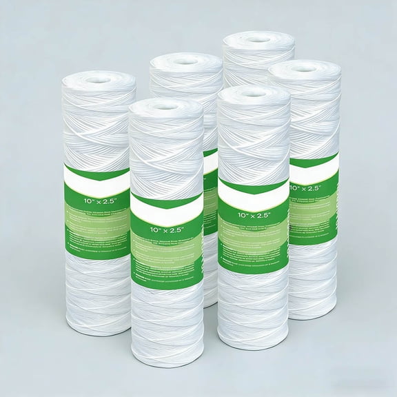 Whole House Water Filter Cartridge, String Wound Sediment Filters for Well Water, Universal Replacement for Any RO Unit - Pack of 6