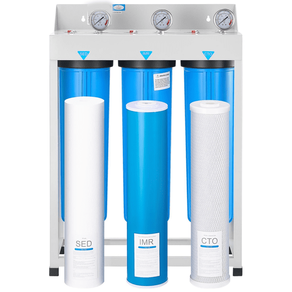 Whole House Water Filter System 3-Stage - Sediment, IMR, CTO - 4.5x20" Purifier