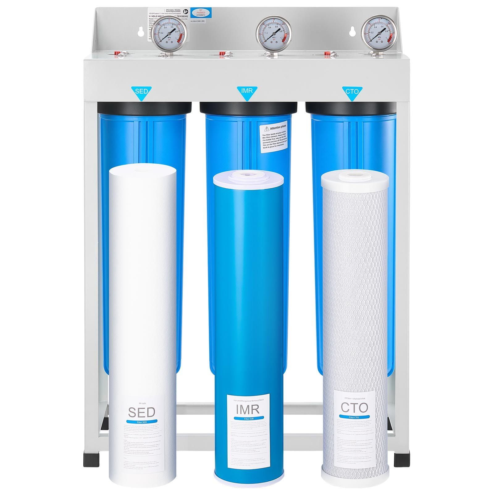 4.5" x 20" 3-Stage Whole House Water Filter for Iron and Manganese Removal, IMR Technology