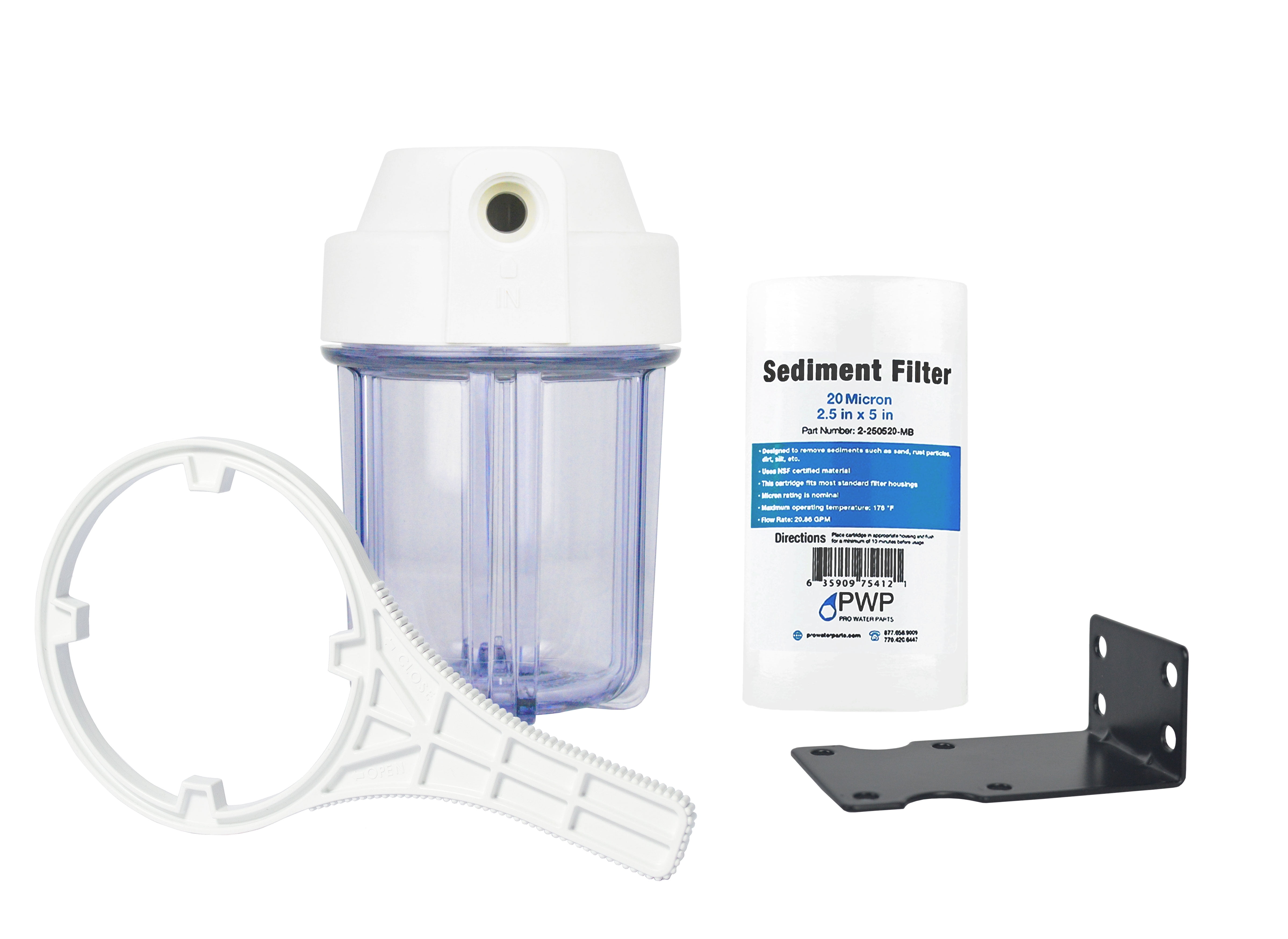 Whole House 5" Clear Housing Water Filtration System with Sediment Filter