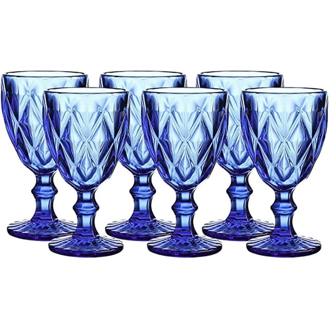 Whole Housewares Fancy Colored Glass Drinkware, Modern 9.5 Ounce Water ...
