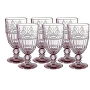 Whole Housewares | Colored Glass Goblet 11 Oz Embossed Design Wedding Glass Set | 1