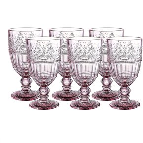 KEMORELA 8-Piece Goblet Glasses Set – Hobnail Design, Elegant Drinking Glasses