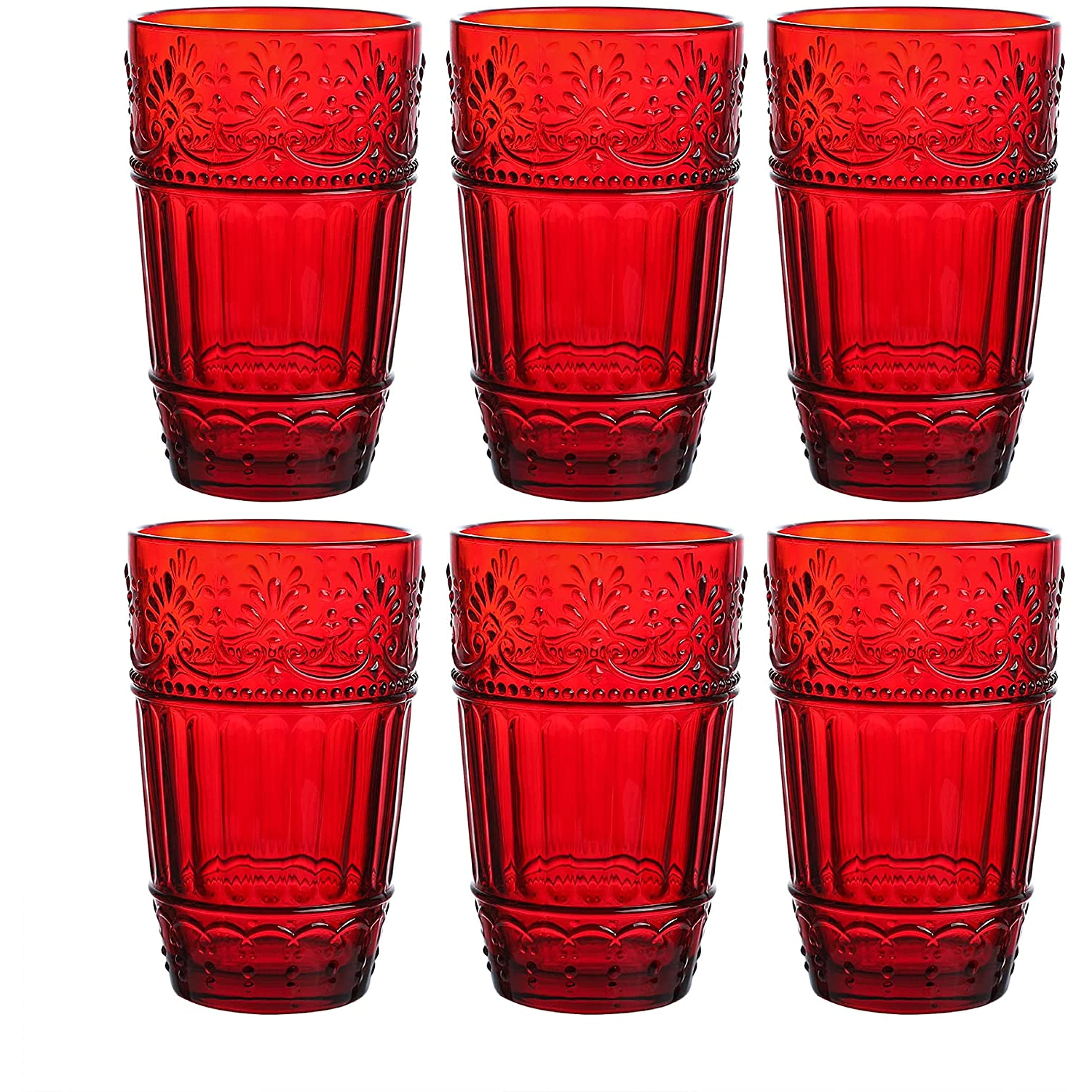 Classic Touch Set of 6 Water Glasses with Rich Design