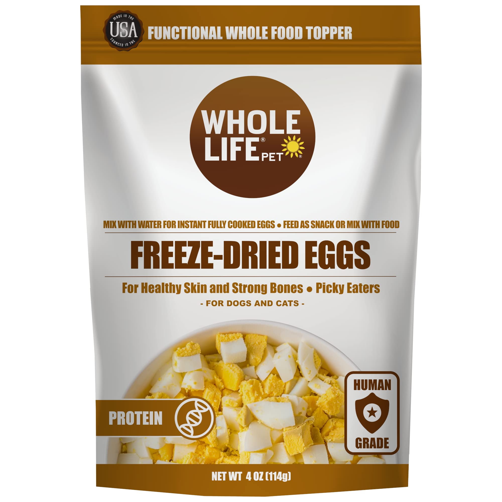 Whole Life Pet Freeze DHF10 Dried Diced Eggs for Dogs and Cats. Fully