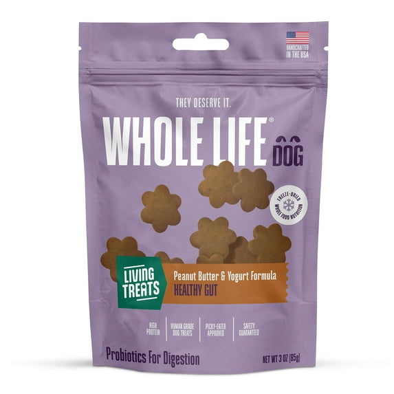 Whole Life Pet Living Treats – Peanut Butter and Yogurt Recipe Probiotic Treats For Dogs, 3oz