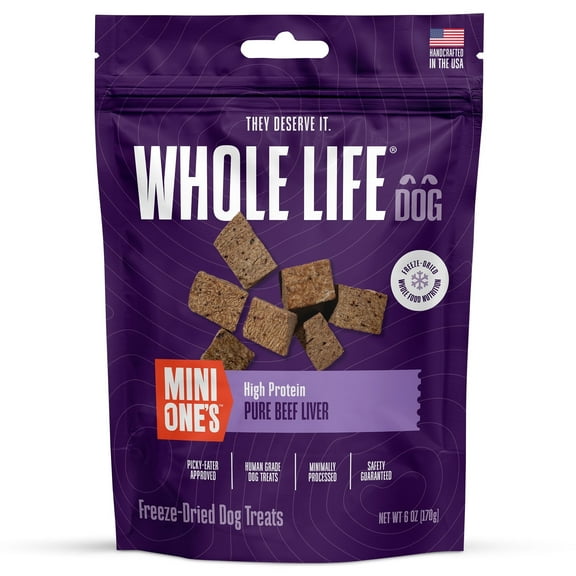 Whole Life Pet Mini One’s Beef Liver Treats For Small and Toy Breeds or Training, 6oz