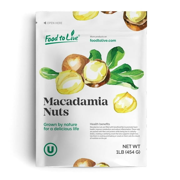 Whole Macadamia Nuts, Non-GMO Verified, 1 Pound - Kosher, Raw, Vegan - by Food to Live