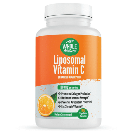 Whole Nature Liposomal Vitamin C, 1200 mg, High Absorption, 180 Vegan Capsules