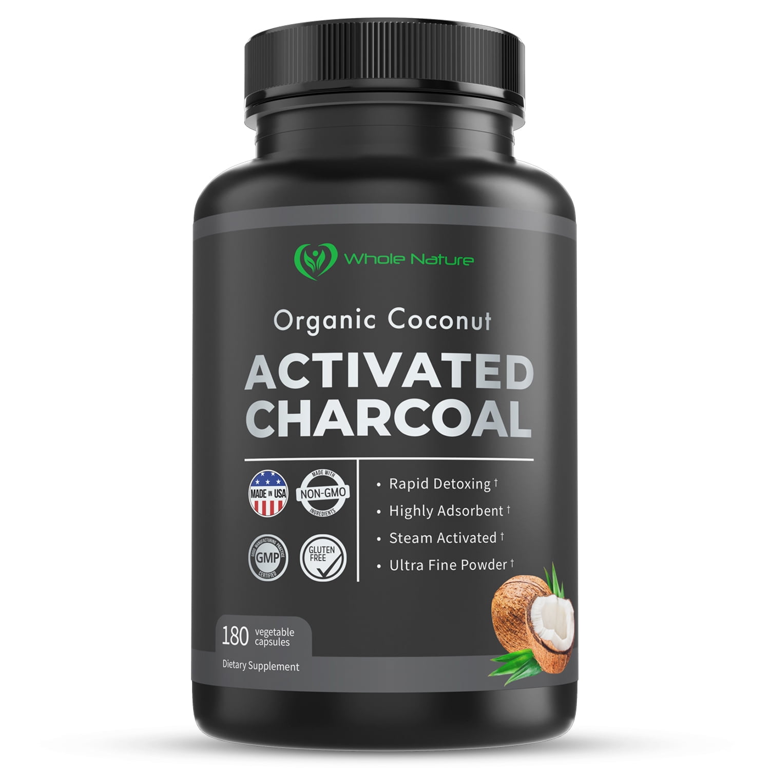 Whole Nature Health Dietary Organic Coconut Activated Charcoal, Detox