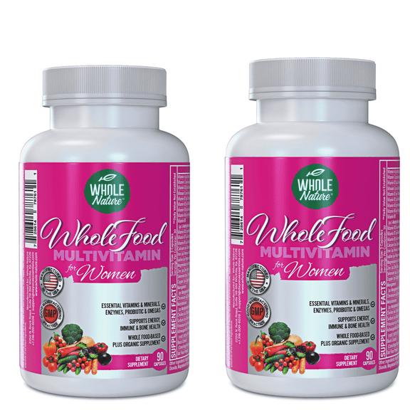 Whole Nature Whole Food Multivitamin for Women - Non GMO, Gluten Free Daily, 90 Capsules (2PK)