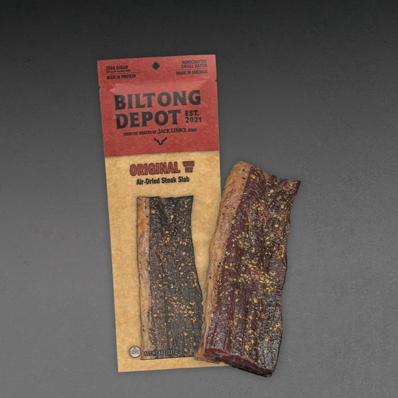Biltong Depot Original Steak Slab with Fat (8oz): High Protein Snack, No Sugar, Natural Dried Beef Jerky