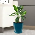 thumbnail image 1 of Whole Sale Direct 12 Inch Round Planter Pots – Garden Planters with Drainage Holes & Detachable Saucer, Space-Saving for Herbs, Balcony, Office Indoor Outdoor (Turquoise), 1 of 8