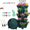 thumbnail image 1 of Whole Sale Deals 2 Pack 5-Tier Stackable Vertical Planter Tower with Removable Wheels & Tools – Space-Saving Indoor/Outdoor Garden Pots for Strawberries, Herbs, Flowers & Vegetables (Green), 1 of 16