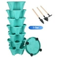 thumbnail image 1 of Whole Sale Deals Vertical Garden Kit - 7-Tier Stackable Planter System with Wheels & Drainage Holes, Perfect for Indoor/Outdoor Vegetable & Herb Gardening, Teal, 1 of 6
