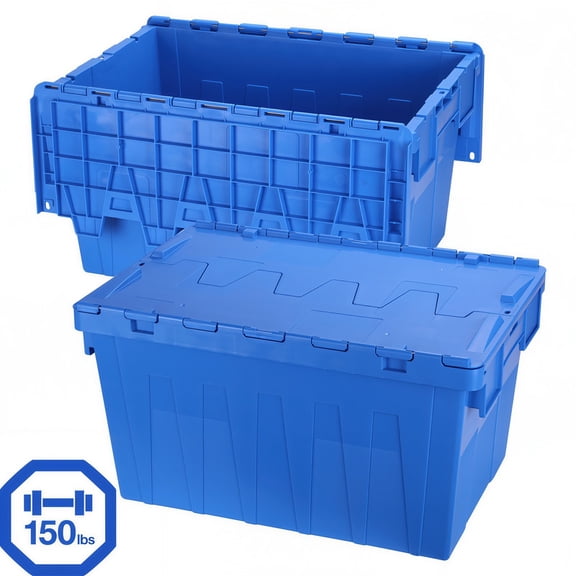 Whole Save Direct 150 lb Capacity Professional Heavy-Duty Storage Totes, 24" Storage Bin with Lid, 2-Pack, Blue