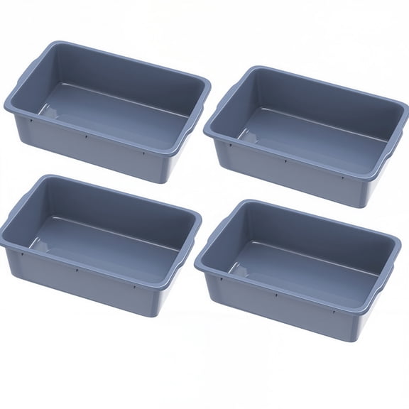 Whole Save Direct 4Pcs 32.6L Gray Utility Bus Box, Large Restaurant Grade Dish Tub/Wash Basin for Commercial Kitchens, Bars & Catering Events, Stackable Storage Container for Home Organization