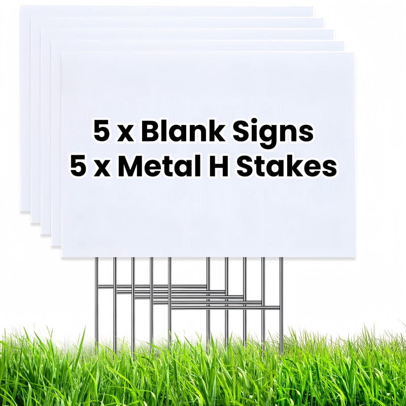 15 Inch Sign Whole Save Direct 5 Pack 13x17 Inch Blank Yard Signs with H Stakes ...