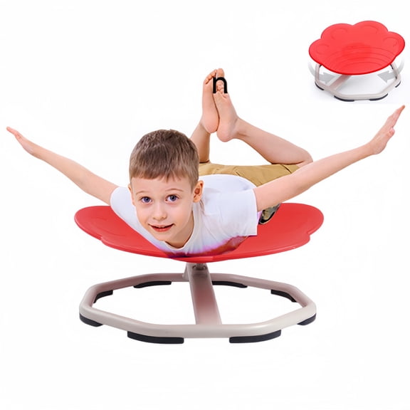Whole Save Direct Sensory Swivel Chair for Kids & Toddlers, 360° Rotating Floor Seat for Autism & ADHD Support, Non-Slip Flower Shape for Balance & Coordination Training, Red