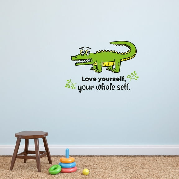 Whole Self Crocodile Animal Quote Cartoon Quotes Decors Wall Sticker Art Design Decal for Girls Boys Kids Room Bedroom Nursery Kindergarten Home Decor Stickers Wall Art Vinyl Decoration (20x40 inch)