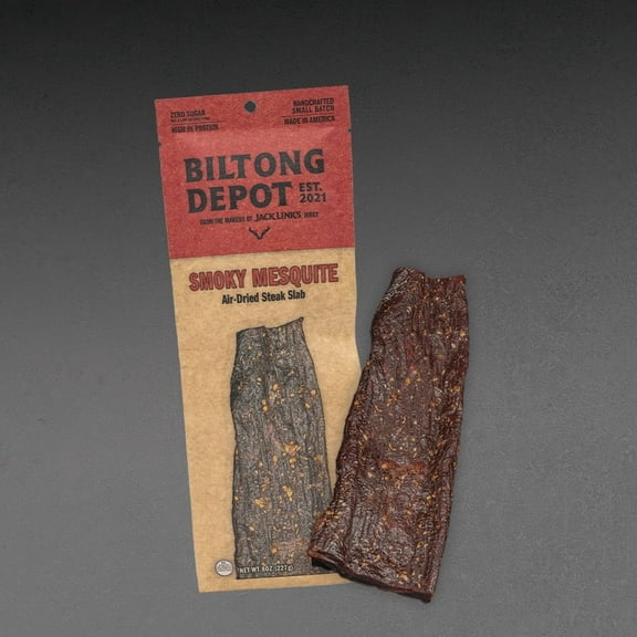 Biltong Depot Smoky Mesquite Steak Slab (8oz): High Protein Snack, No Sugar, Smoked Natural Dried Beef Jerky