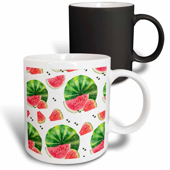 3drose, Whole Watermelons with Slices of Watermelon and Seeds Pattern, 11oz Magic Transforming Mug
