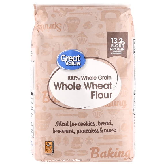 Great Value Whole Wheat Flour, 5 lb