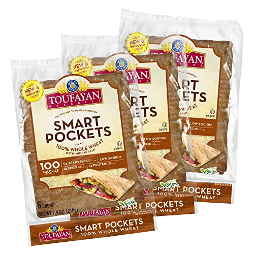 Whole Wheat Pockets Pita Bread Low Sodium Low Calorie Vegan (3