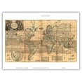 thumbnail image 1 of The Whole World Map - Britain’s Possessions in North America - Vintage Colored Cartographic Map by Herman Moll c.1719 - Master Art Print (Unframed) 9in x 12in, 1 of 4