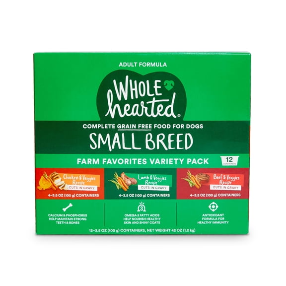 WholeHearted Grain Free Cuts in Gravy Adult Wet Dog Food Variety Pack 3.5 oz. Count of 12