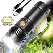 Wholefire Rechargeable Flashlight, 300000 High Lumens,5 Light Modes, USB-C Fast Charging, Waterproof Portable Flashlight for Camping, Emergency, Home and Outdoor Use