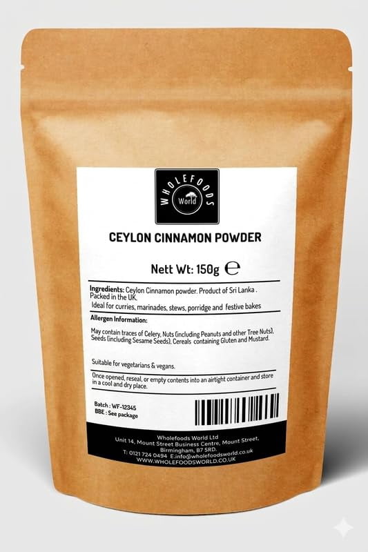 Wholefoods World Ceylon Cinnamon Powder Ground for Baking, Cooking and ...