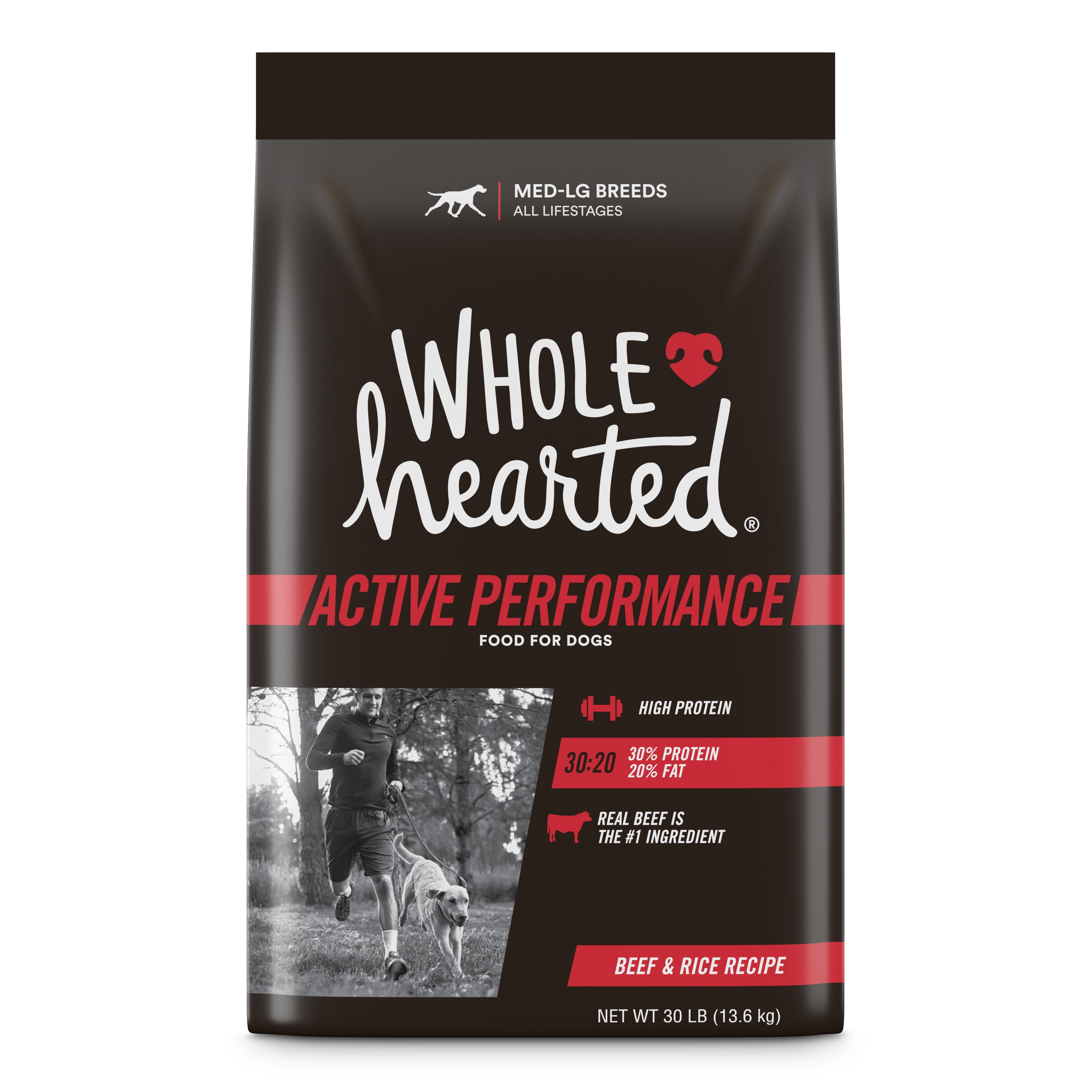 Wholehearted Active Performance High-Protein Beef & Rice Recipe Dry Dog ...