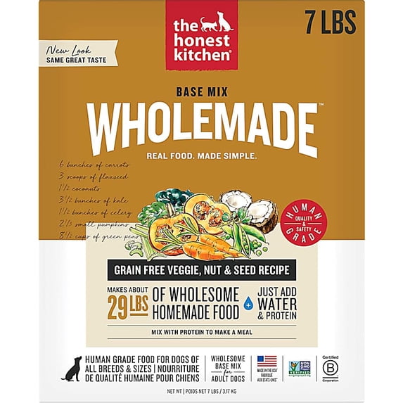 The Honest Kitchen Wholemade Grain Free Veggie, Nut & Seed Base Mix Dog Food 7 lbs