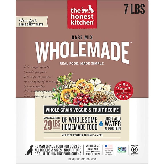 The Honest Kitchen Wholemade Whole Grain, Veggie & Fruit Base Mix Dog Food 7 lbs