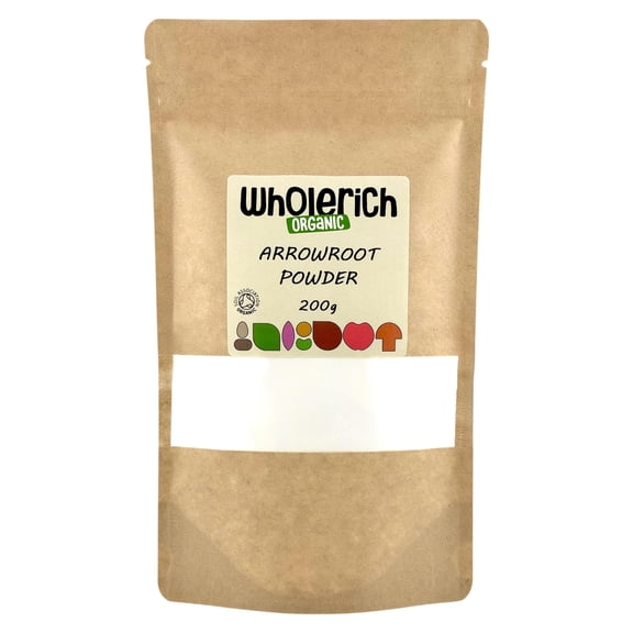 Wholerich Organic Arrowroot Powder 200g | Certified Organic | Gluten-Free Thickening Agent | Fine Arrowroot Starch for Baking & Cooking | Vegan & Additive-Free