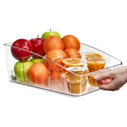 WholesHome Fridge Organizer Plastic Bin with Slide-Ease Access: Roll Out Clear Design with Dividers & Handles for Kitchen Organization - Refrigerator & Pantry Storage (Large)
