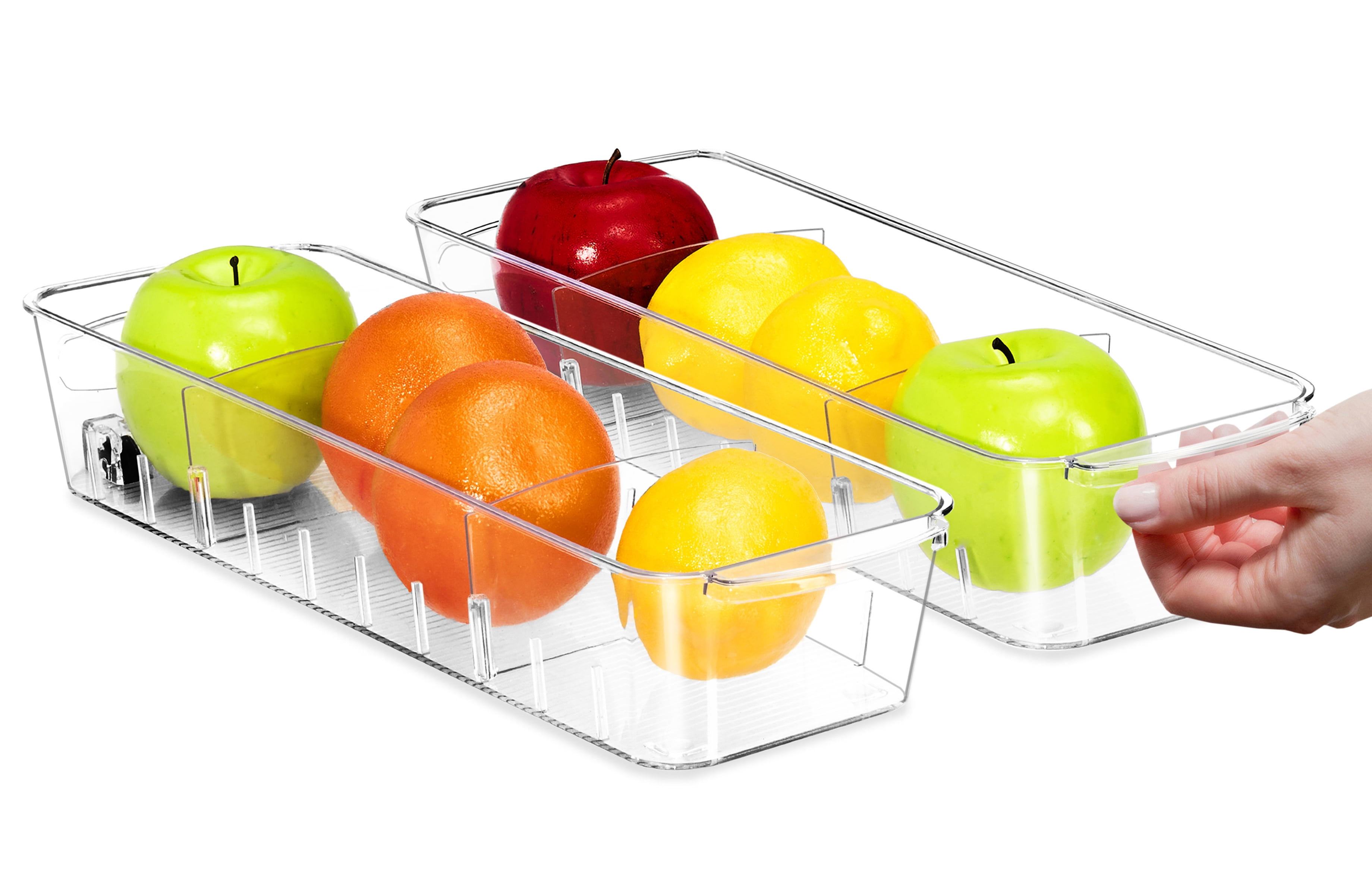 WholesHome Fridge Organizer Plastic Bins Roll Out Clear Design with