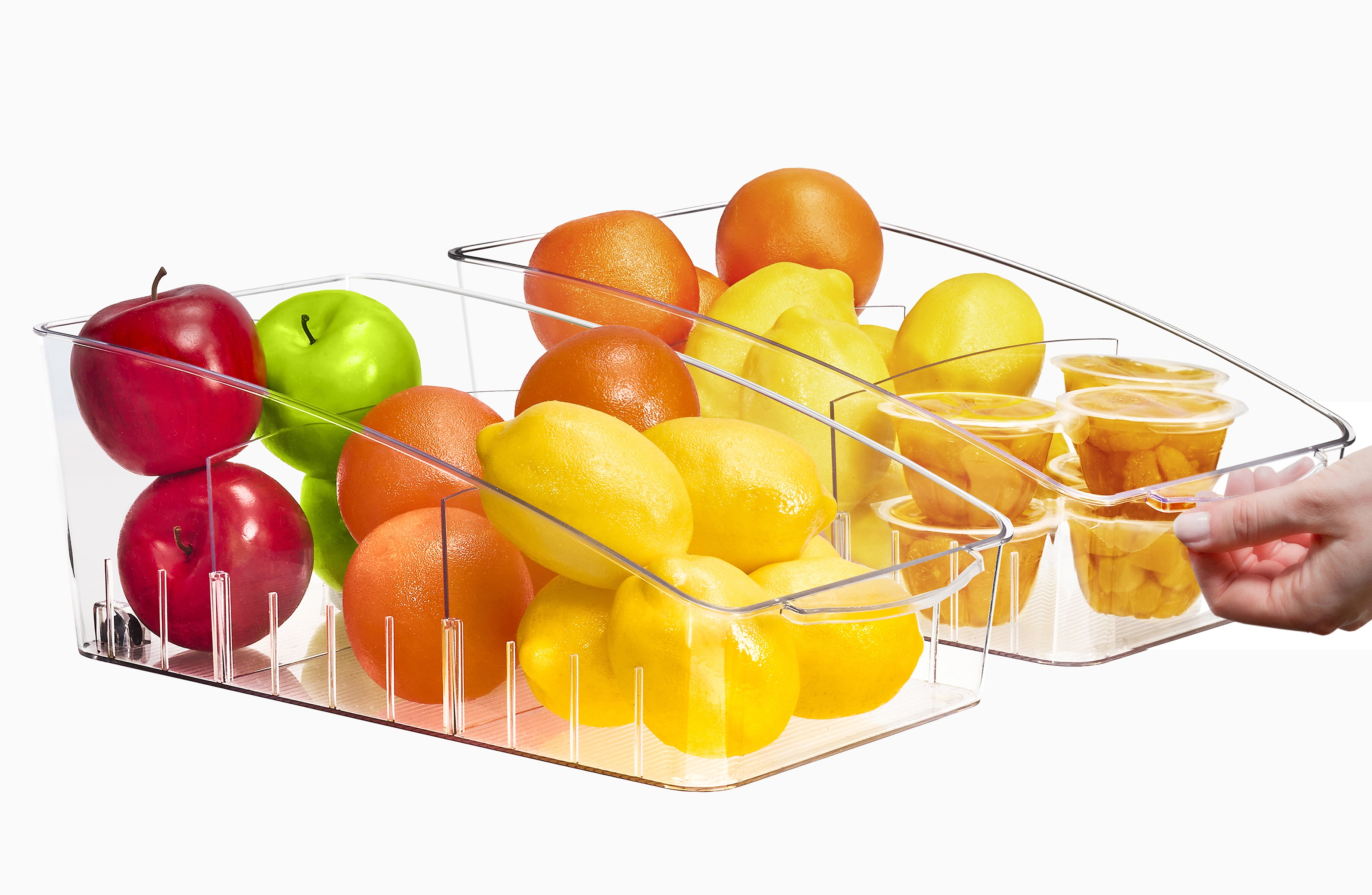 WholesHome Fridge Organizer Plastic Bins with SlideEase Access Roll Out Clear Design with