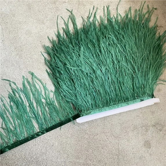 Wholesale 10Yard High Quality Ostrich Feather Trim Fringe Feather Ribbon 10-15CM/4-6Inch Width Sewing Crafts Costumes Decoration Dark green 5 yards