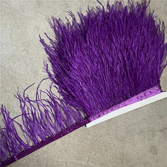 Wholesale 10Yard High Quality Ostrich Feather Trim Fringe Feather Ribbon 10-15CM/4-6Inch Width Sewing Crafts Costumes Decoration purple 2 yards