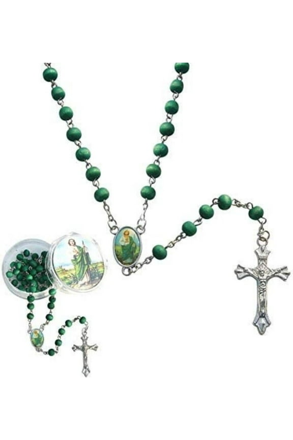 Wholesale 12 PCS Saint Jude Rosary glass Bead Necklaces baptism religious favor