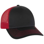 Wholesale 12 x OTTO CAP 5 Panel Low Profile Mesh Back Trucker Hat (030302 - Blk/Blk/Red) (OSFM - Adult)