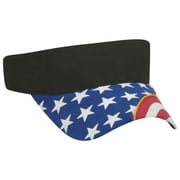 Wholesale 12 x OTTO US Flag Pattern w/ Yellow Piping Visor Cotton Twill Sun Visor - Black - (12 Pcs)