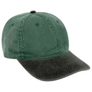 Wholesale 12 x OTTO Youth Garment Washed Pigment Dyed 6 Panel Low Profile Dad Hat - Blk/Dk.Grn - (12 Pcs)