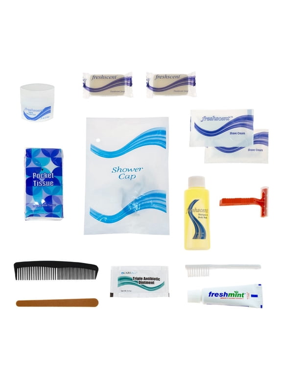 Wholesale 15 Piece Hygiene & Toiletry Kit for Men, Women, Travel, Charity - Case of 48